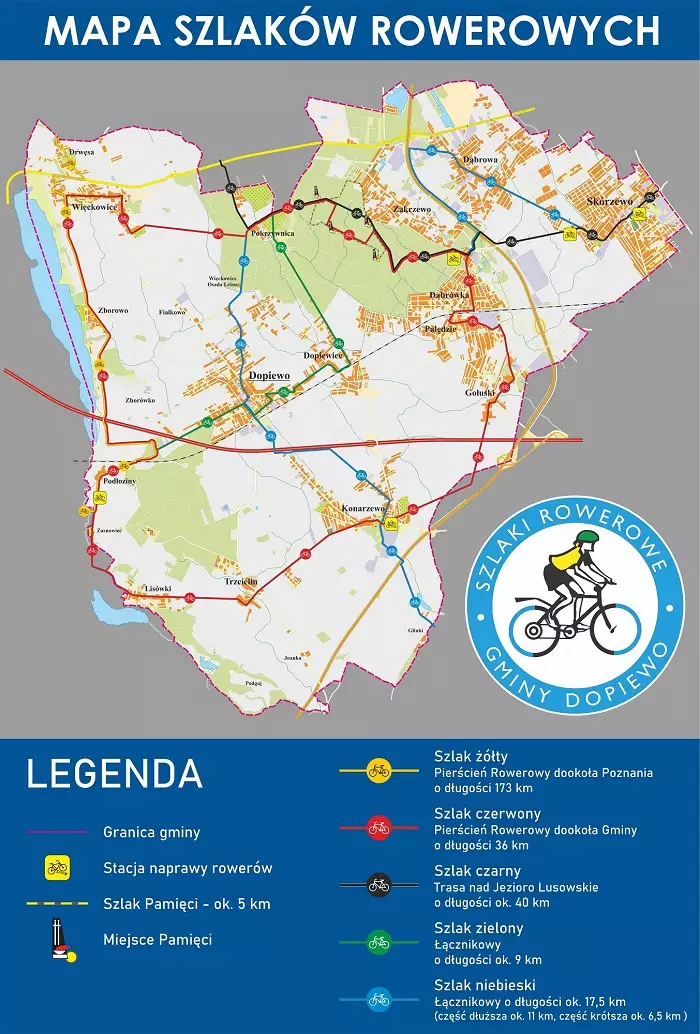 Mapa rowerowa Gmina Dopiewo 2023