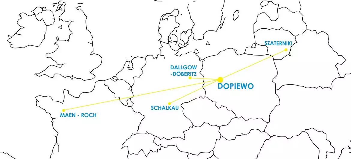 Mapa współpracy partnerskiej Gminy Dopiewo