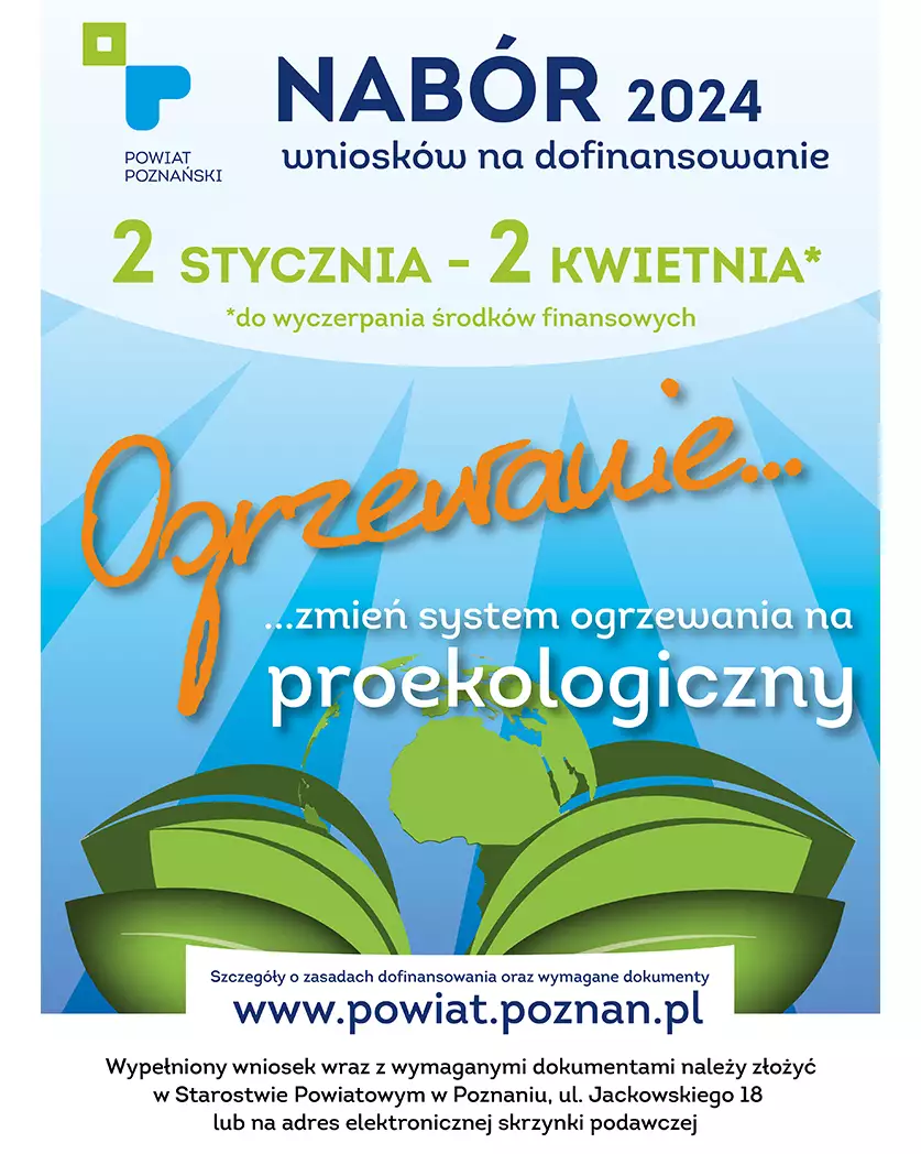 Powiat Poznański - dofinansowanie do wymiany ogrzewania na proekologiczne